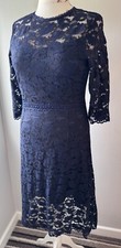 Vintage Navy Blue Lacey Skater Dress From Wang Luo Fush Size 12?