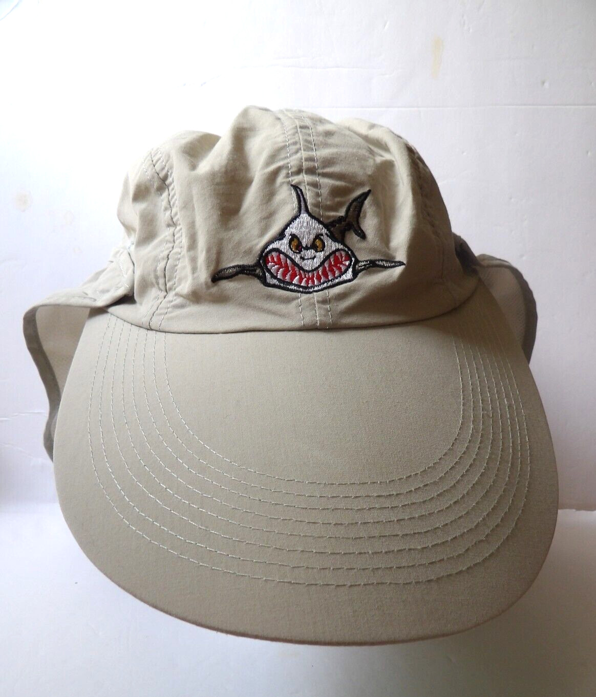 Trident Shark Attack Long Bill Fishing Sun Hat Neck Flap Protector