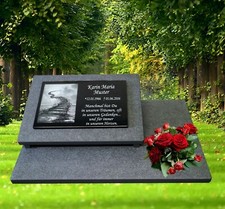 Grabstein Grabplatte Grabmal  Gedenkstein Motiv Text  ca.60x40 cm Granit Gravur