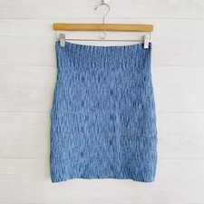 BCBG Max Azria - Blue variegated knit stretch mini skirt, M