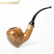 MUXIANG Briar Wooden Freehand Pipe Smooth Tobacco Smoking Pipe 3mm Acrylic Stem