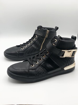 Aldo Black Leather Gold Detail Men’s Streetwear High Top Sneaker Men’s Size 