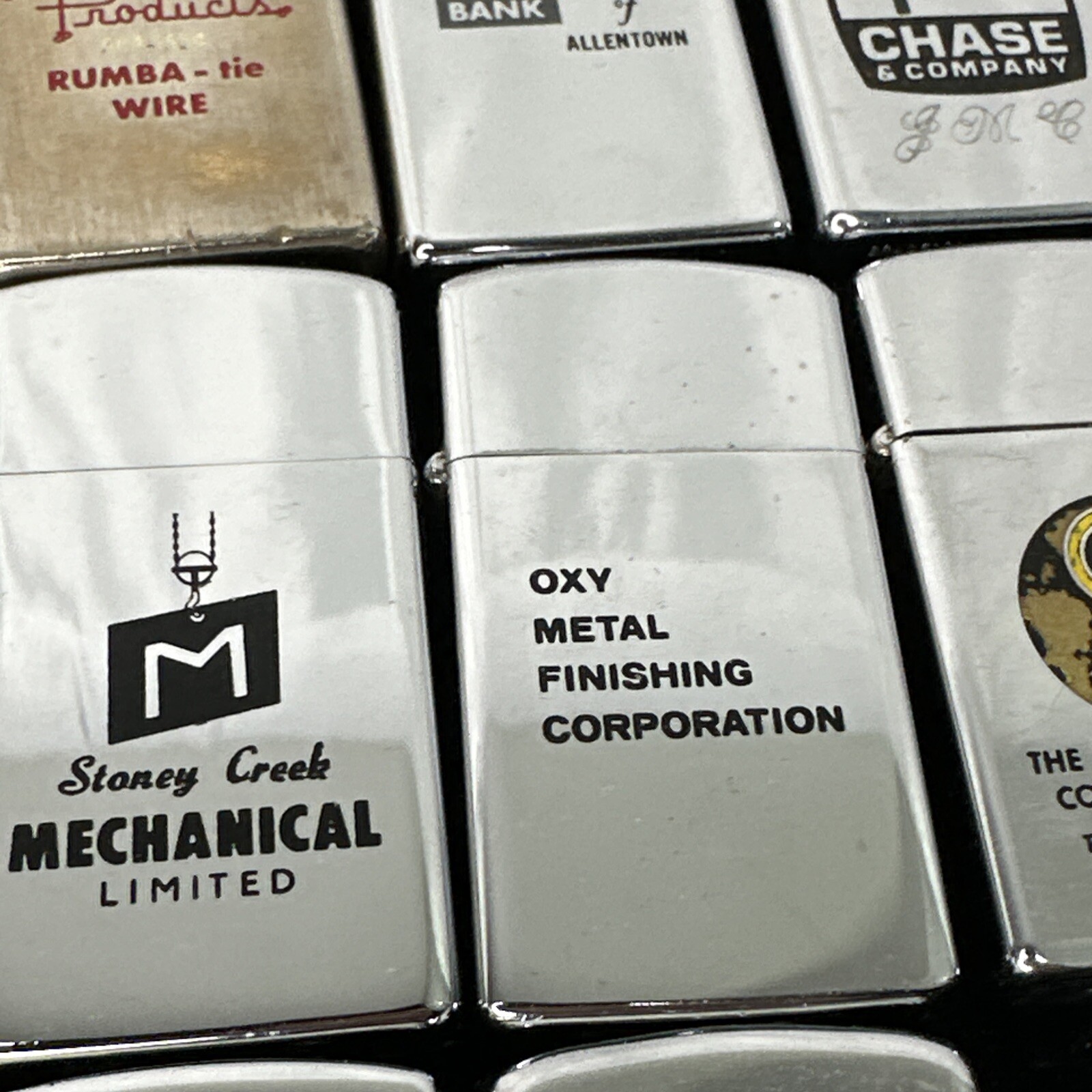 19 Vintage Slim Zippo Lighters With Advertising eBay