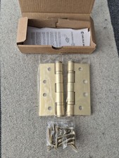 Carlisle Satin Brass Ball Bearing Hinges & Screws, 102x76x3mm. 