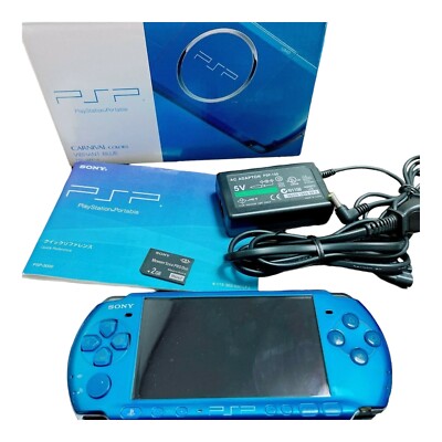 Sony PSP-3000 Vibrant Blue Handheld Console w/2GB Memory Card Box
