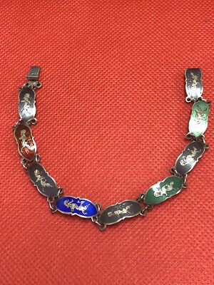 VINTAGE SIAM STERLINGSILBER MEHRFARBIG 7'' ARMBAND