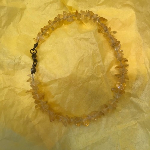 Handmade Beaded Ankle Bracelet Smooth Yellow Glass Bead Chips - 9.5" Long Anklet - Picture 2 of 3