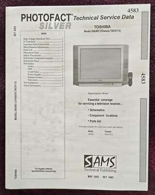 Sams Photofact 4583 Service Manual for Toshiba 36AX61, 36A61 | eBay