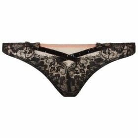 AGENT PROVOCATEUR SOIREE Lingerie *ADELIA* Black Lace SEQUIN THONG Panties 2/S