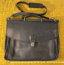 Vintage COACH Messenger Bag Book Bag Briefcase Laptop Black Leather G9C-5266
