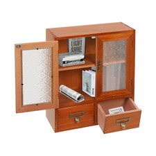 2-tier Storage Cabinet With 2 Drawers 36cm Double Door Wood Storage Cabinet