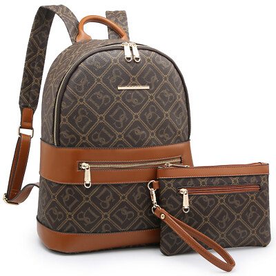 Women's Casual Backpack Sets Large School Travel Bags Purse with Matching Wallet
