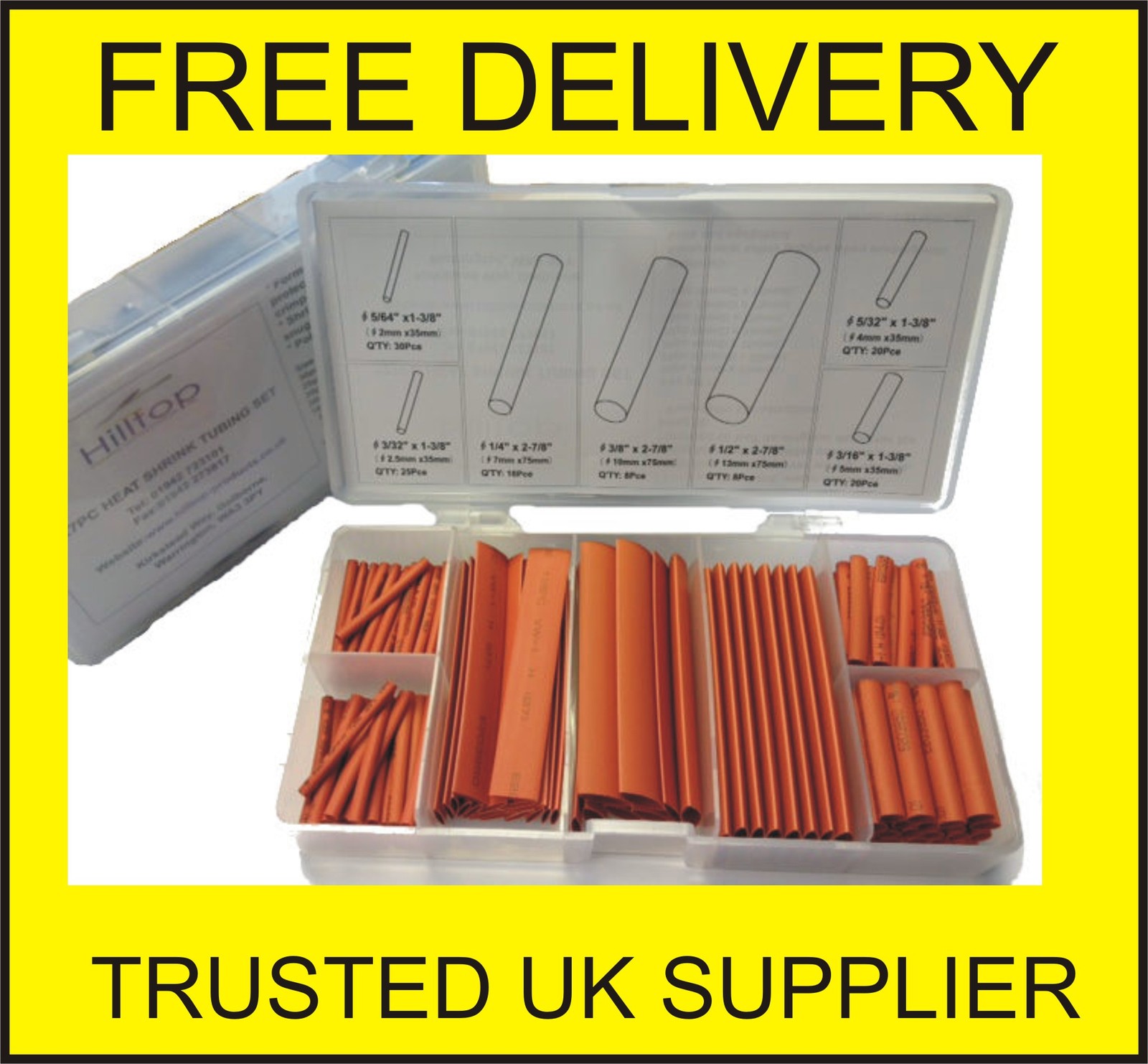 127pc Heat Shrink Tubing Kit Electrical Assortment Sleeve Wrap Boxed Set - Red