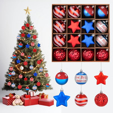 28Pcs Patriotic Hanging Independence Day Decorations,Red White Blue Decor for Tr