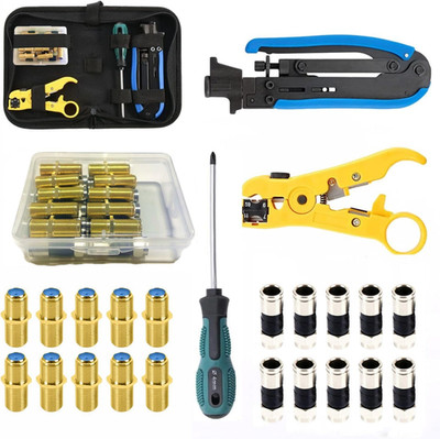 Coax Cable Crimper Tool Kit, Coaxial Compression Tool for Rg6 Rg59 Rg11, Wire St