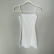 Sabo Skirt Ribbed Mini Dress Small White Coquette Date Beachy Festival Cute