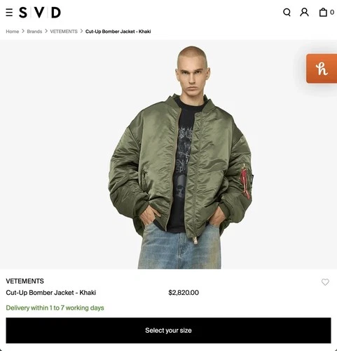 Vetements 18ss reversible cut up bomber jacket size XS oversized image 19