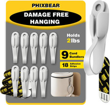 Cord Organizer for Appliances, Damage Free Hanging Cord Bundlers, 9 Gray Cord Bu