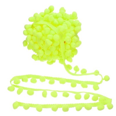 9 Yards Pom Pom Trim Ribbon 1'' Wide Fluorescent Yellow Ball Fringe Trim for DIY