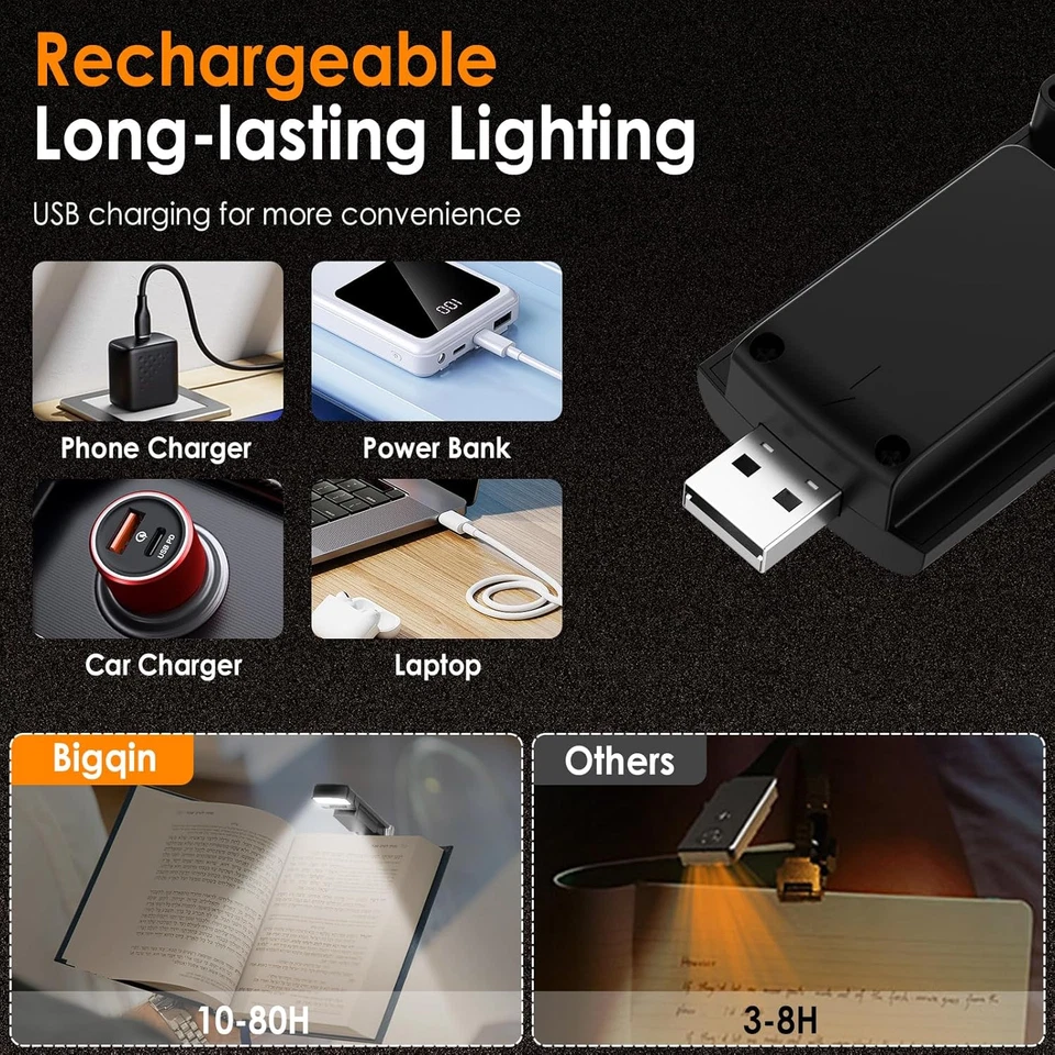 Lámpara de libro con luz de lectura para leer de noche, 3 modos de protección ocular y 5 regulables Foto 2 de 4