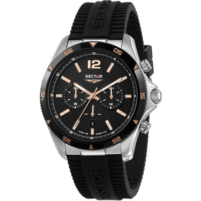 Herrenuhr SECTOR 650 R3271631002 Chrono Silikon Schwarz Sub 100mt