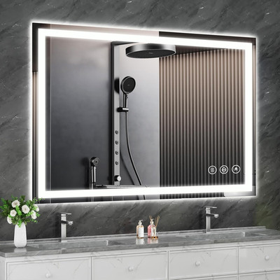 55''X30'' LED Bathroom Mirror Wall Vanity Mirror Dimmable Anti-fog Tempered Glass