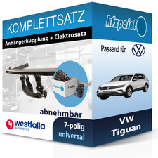 WESTFALIA Anhängekupplung abnehmbar und TOWTEC E-Satz 7polig für VW Tiguan 07-
