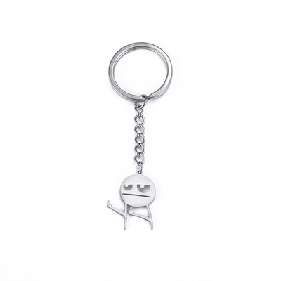 Funny Stick Figure Middle Finger Keychain Stainless Steel Gift
