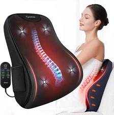 Lumbar Support Pillow for Office Chair, Heated Back Support Pillow with Vibratio