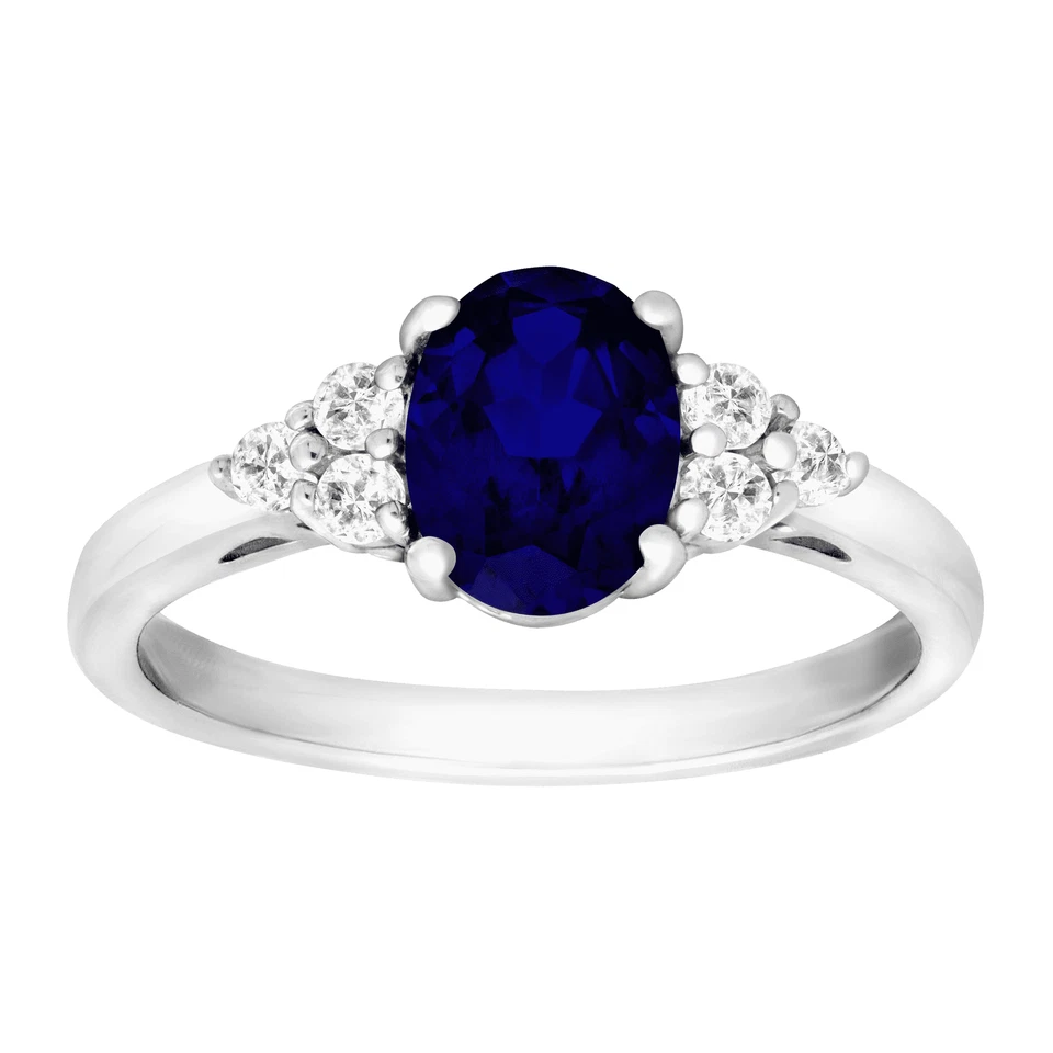 Anillo de piedra de corte ovalado Finecraft con topacio blanco en plata de ley