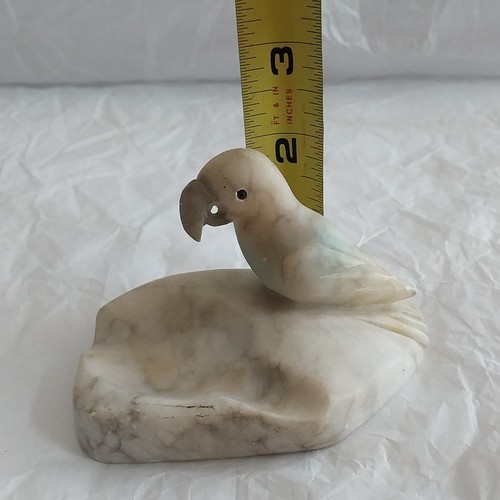Vtg Hand Carved Italy Marble Alabaster Bird Parrot Small Ashtray Trinket Dish - Picture 8 of 9