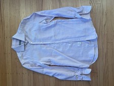 Canali Made in Italy Mens Dress Shirt 38/15 White Blue Brown Stripe Luxury