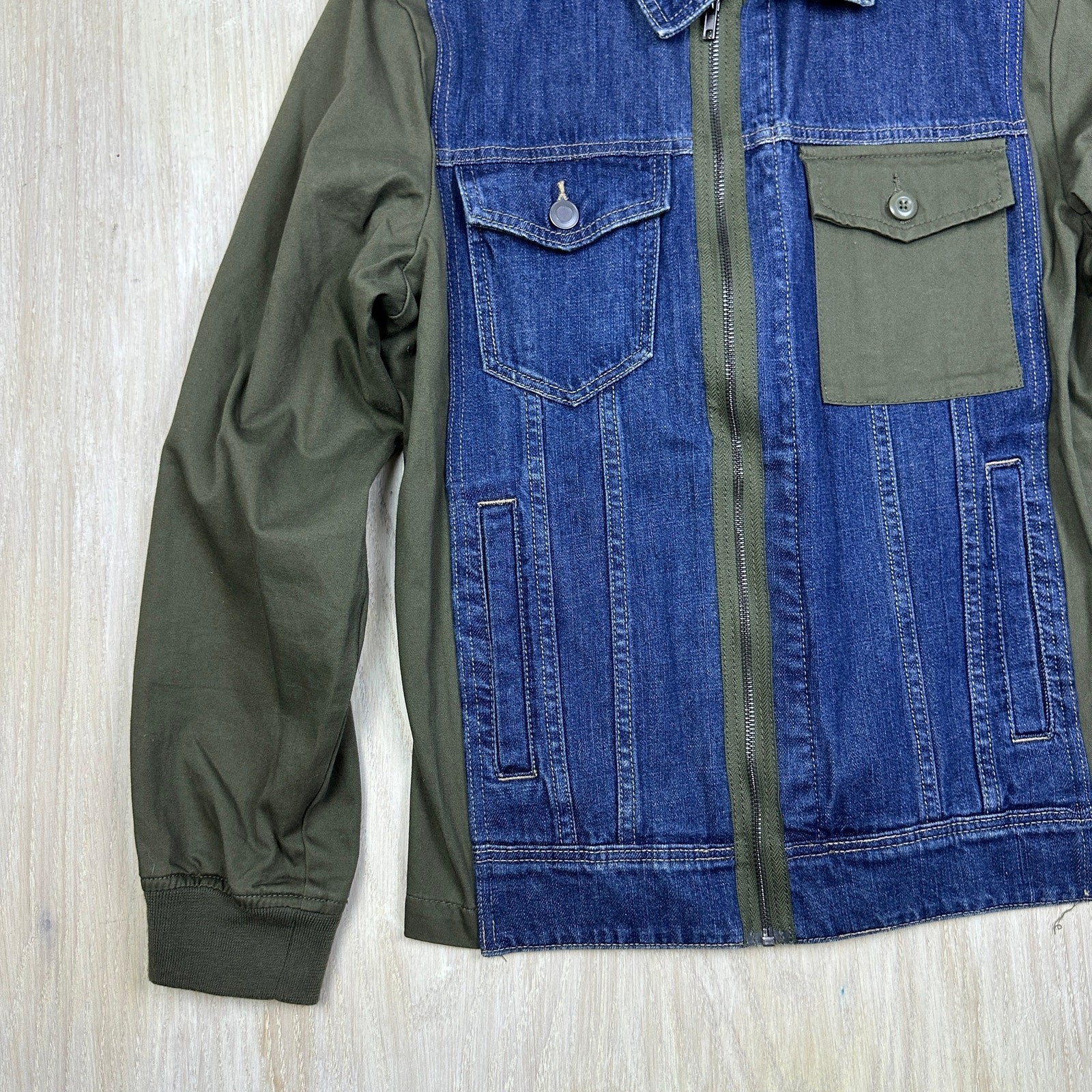 Sun + Stone Bomber Trucker Patchwork Denim Jean S… - image 5