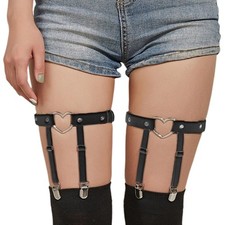 1 Pairs Heart Leg Garters,Thigh-High Garter Belt for Women's Stocking,Punk Ro...