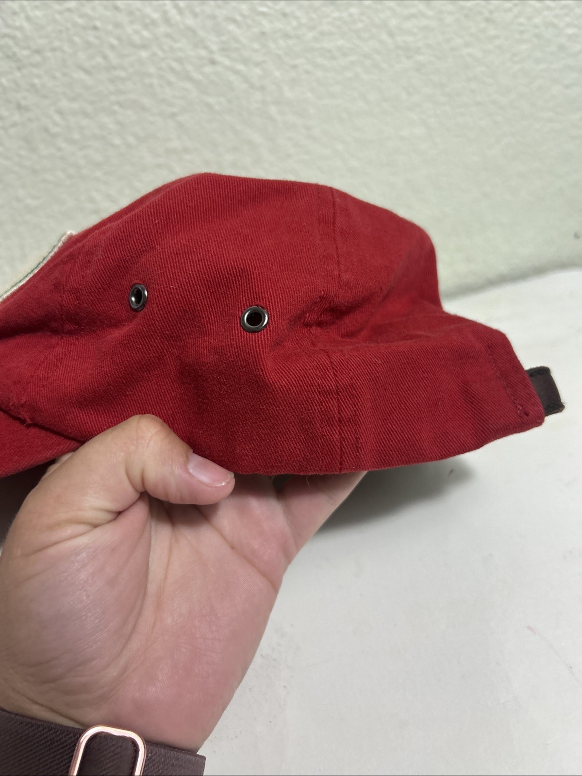 American Eagle Strapback Baseball Cap Red Distres… - image 8