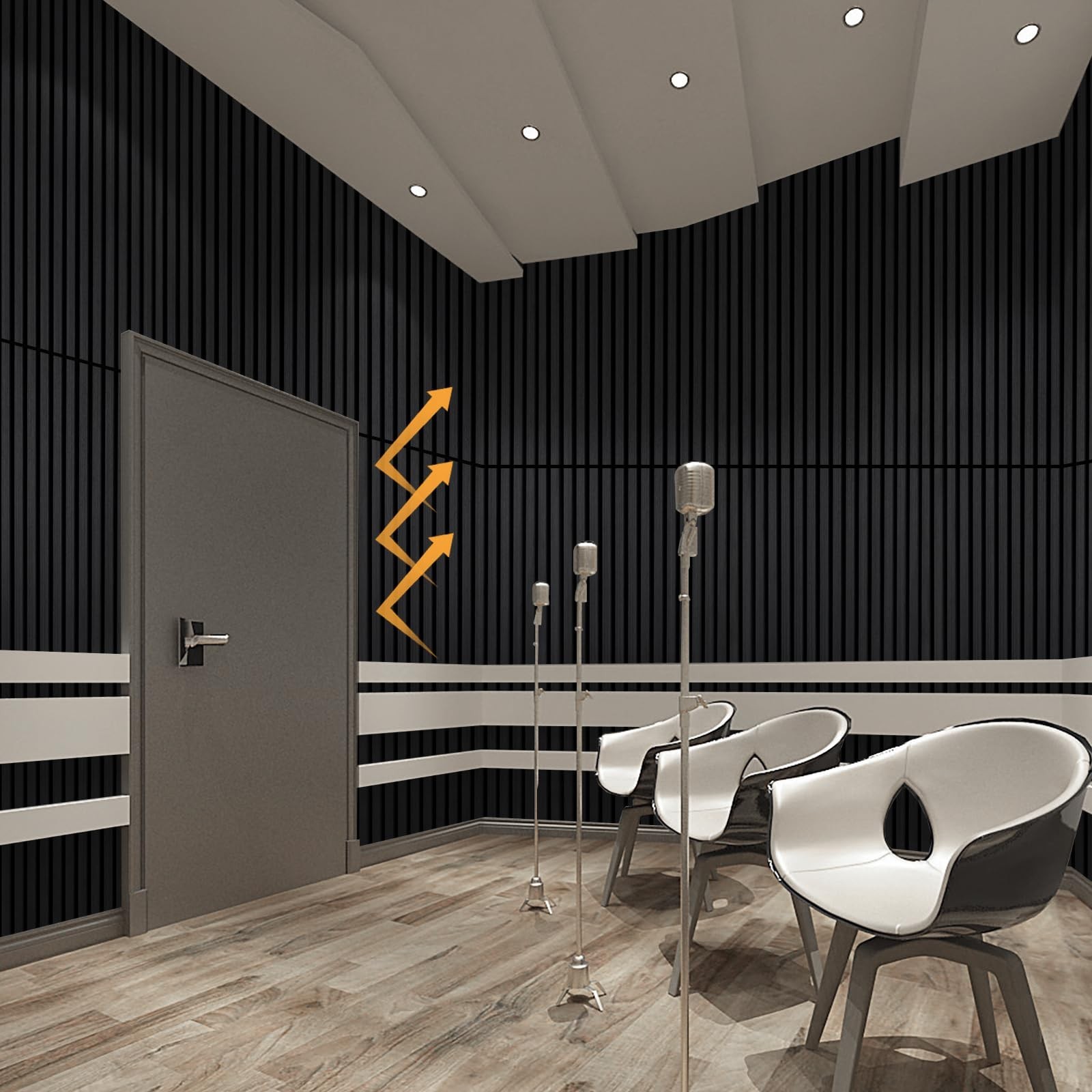 Wood Panels for Wall Acoustic Slat Wall Panels 2-Piece 47.2"×23.6" 3D Flute