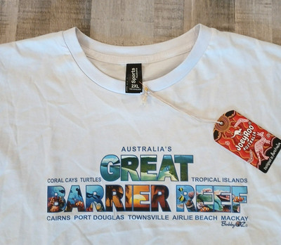 JOEY ROO AUSTRALIA T SHIRT SIZE 2XL White Great Barrier Reef Travel Diving NWT