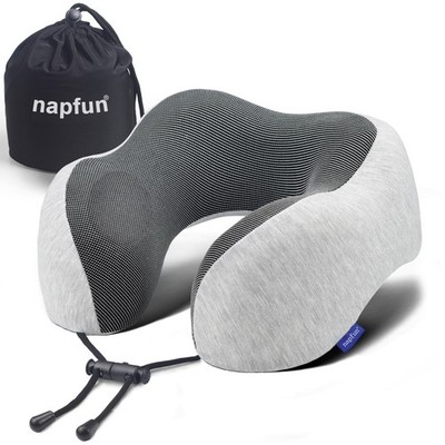 napfun Neck Pillow 1 Count (Pack of 1), Light Grey (No Sleep Mask&earplugs) 