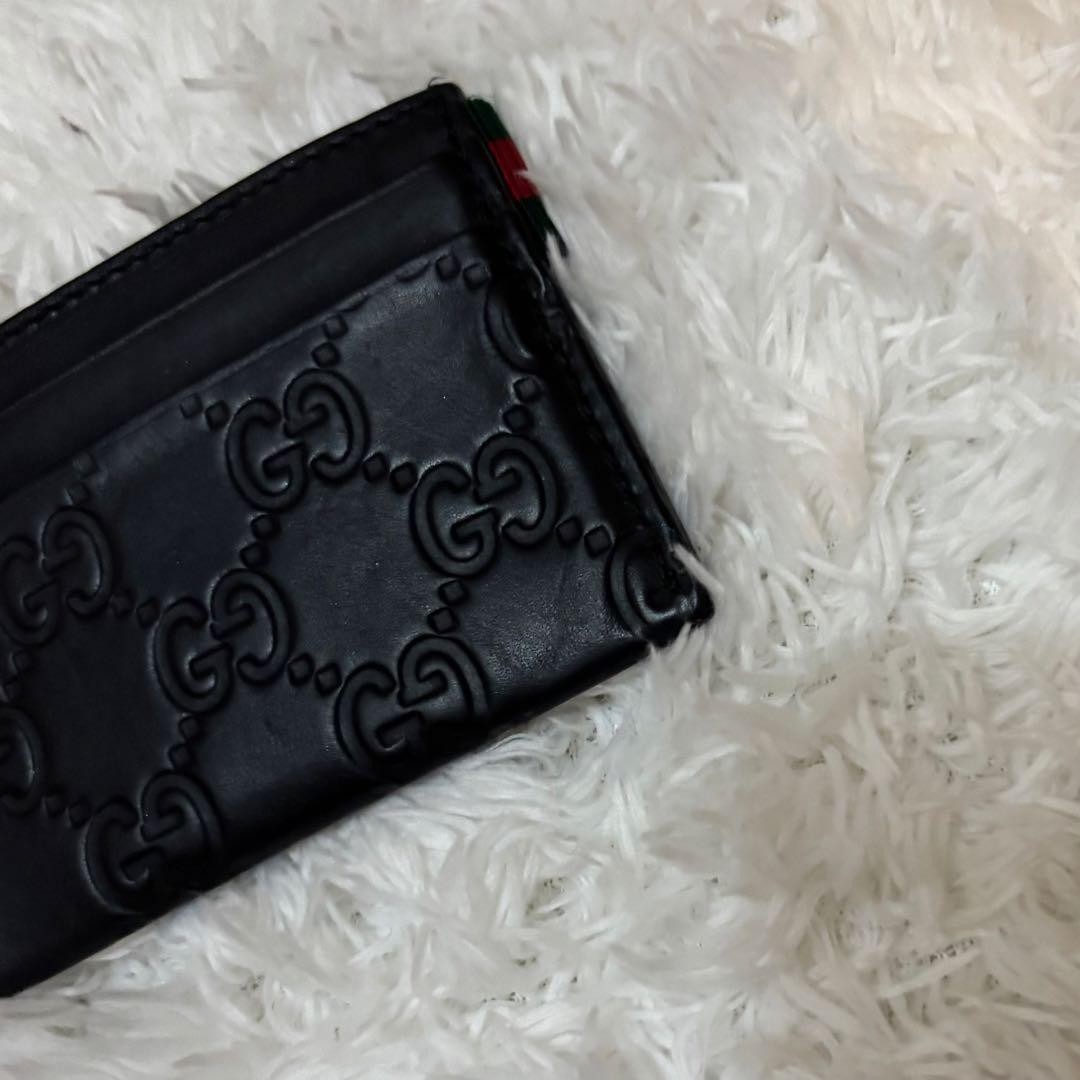 Gucci Black Leather Card Case GG Shima Leather Men’s Passholder Black thumbnail 9