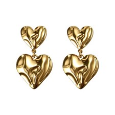 Gold Heart Earrings for Women Daily Party Date Night Valentine Small, golden