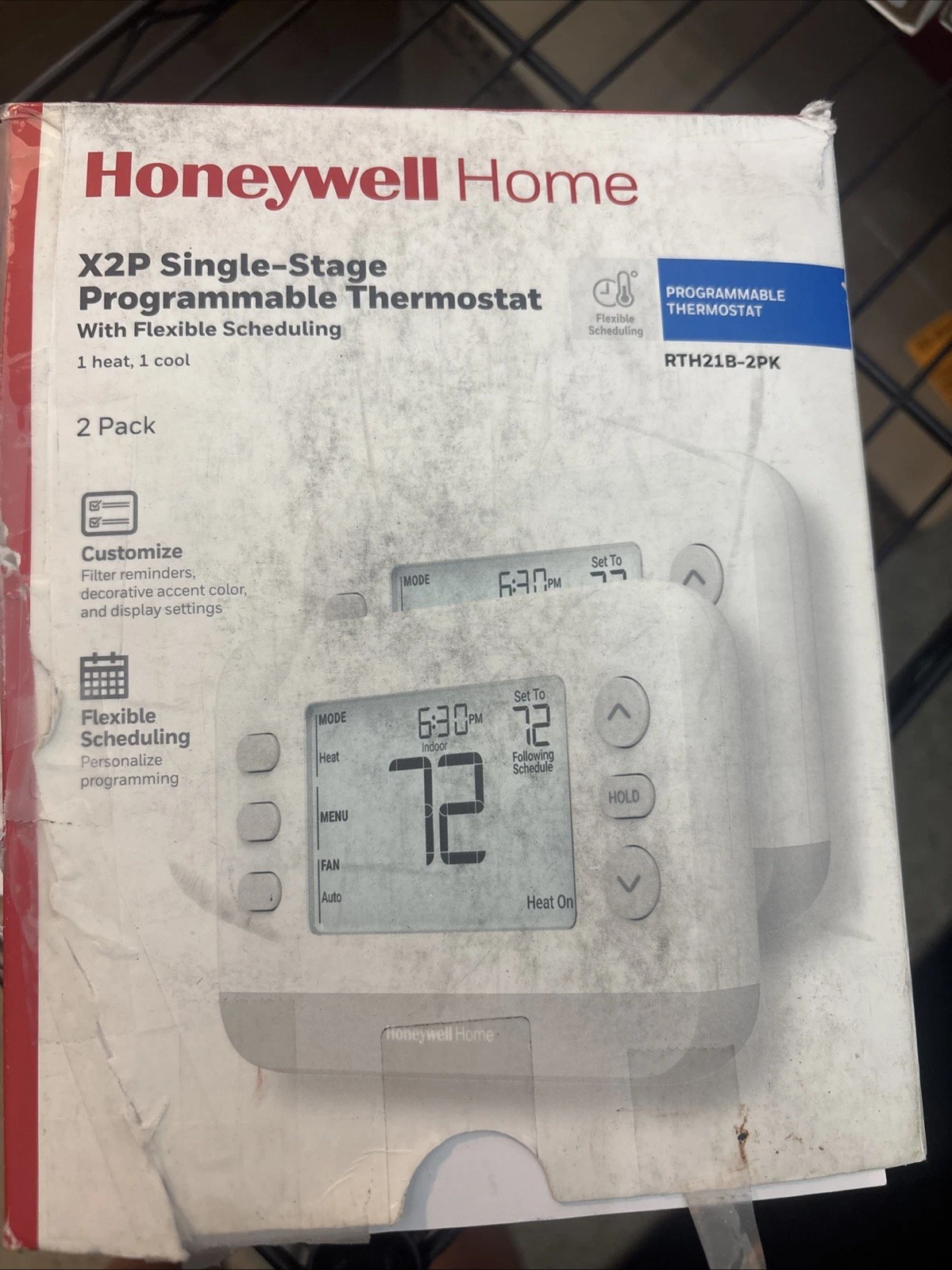 Honeywell Home X2P Thermostat Programmable Total Flex 1 Heat/1 Cool 2-Pack