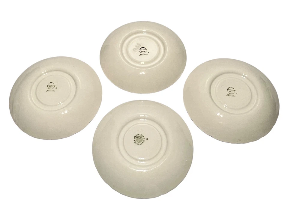 4 Wedgwood Queensware Saucers Lavender on Cream 5 3/4" Shell Edge - Image 2 of 3