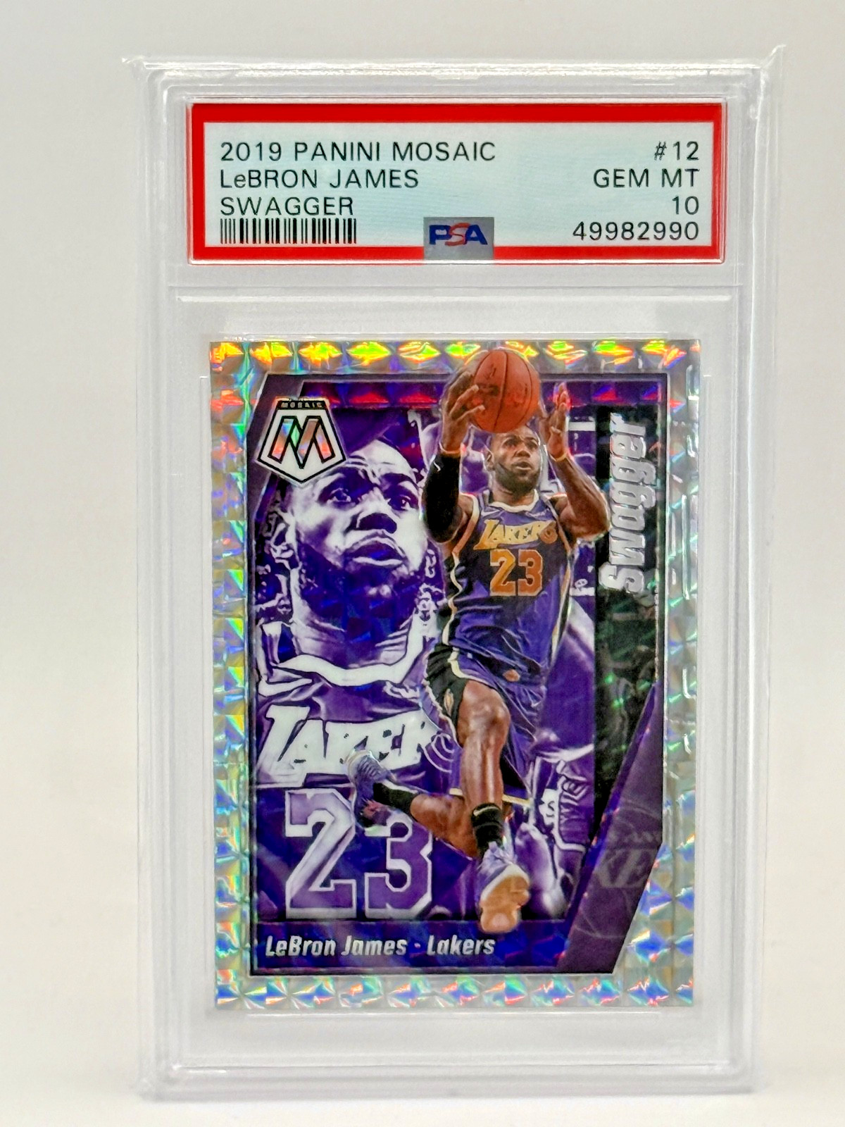 2019-20 Panini Mosaic - LeBron James Swagger PSA 10 Slab #12 Lakers