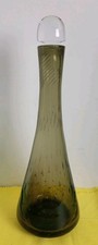 Vintage Bischoff MCM Amber Controlled Bubble Glass Decanter   12.5&rdquo; Tall