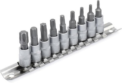 Torx Bit Set 1/4'' für Vierkantantrieb, 9-teilig, T10 - T50