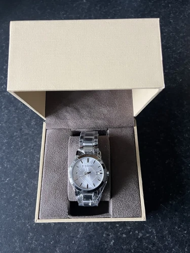 Autentico orologio Burberry unisex check timbrato The City BU9000 nuovo con scatola affare