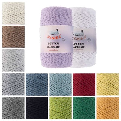4 x 250g Strickgarn Cotton Macrame Uni Baumwollmischgarn Makramee-Garn Häkelgarn