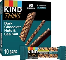 (Free Duty Tax) KIND THINS Dark Chocolate Nuts & Sea Salt Bars (Now with Pea