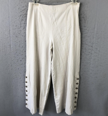 Anthropologie Pants Womens 2 White Wide Leg Linen Sailor Nautical