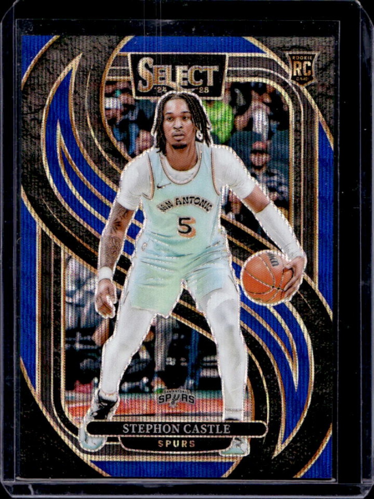 2024-25 Select Stephon Castle Premier RC Blue Wave Prizm #70/75 Spurs